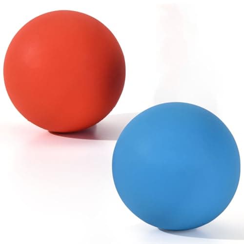 Massage Lacrosse Balls 2 Pack, Rubber Trigger Point Therapy Balls for Deep Tissue Myofascial Release, Plantar Fasciitis & Muscle Soreness Relief, Portable Pain Relief Tool (Blue and Red)
