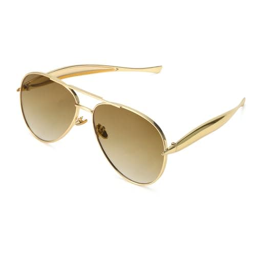 SODQW Gold Aviator Sunglasses for Women Men Trendy Designer Metal Sun Glasses with UV400 Metal Frame Ladies Shades - Image 1