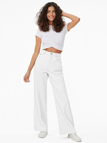 Genleck Baggy Jeans for Woman High Waisted Loose Wide Leg Jean Womens Boyfriend Y3K Pants Trendy，White，10 - Thumbnail 5