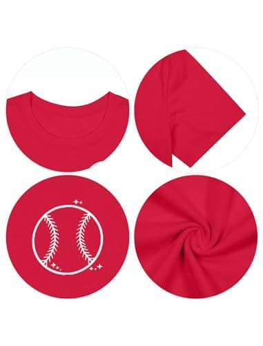 Baseball Shirts Women Oversized: Baseball Mom Tshirt Hey Batter Batter Swing Graphic Tee Ballparks Tops Red - Thumbnail 5