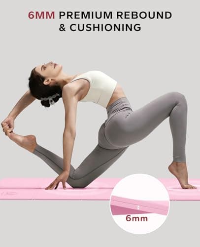 HAPBEAR Foldable Yoga Mat - 72"x24"x0.24" (6mm), Non-Slip TPE Exercise Mat for Home Workout, Yoga, Pilates,Stretching, & Travel, Durable & Eco-Friendly, Includes Carry Bag - Thumbnail 4