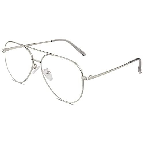 GQUEEN Fake Glasses Women Men Clear Lens Metal Frame UV400 Protection Fashion Retro Pilot Style Eyeglasses - Image 1