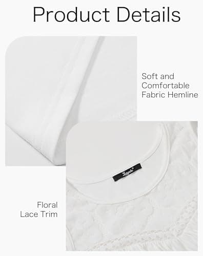 Summer Tank Tops for Women - Sleeveless Womens Tank Tops, Floral Lace Top Loose Fit Round Neck Blouses for Casual Wear White - Thumbnail 5