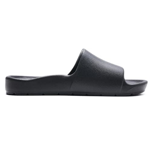 GETOEU Arch Support Shower Shoes for Women and Men Quick Drying with Drain Holes Slide Sandals Soft Cushioned Anti-Slip Pool Slides Comfort Bathroom Shower Slides,Black - Thumbnail 4