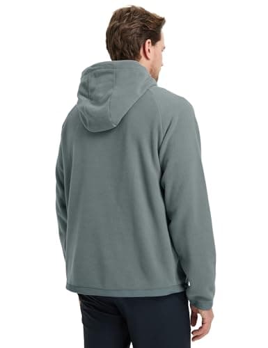M MAELREG Mens Quarter Zip Hoodie Heavyweight Microfleece Warm Casual Hooded Golf Quarter Zip Fleece Hoodie Men Smoky Gray - Thumbnail 4