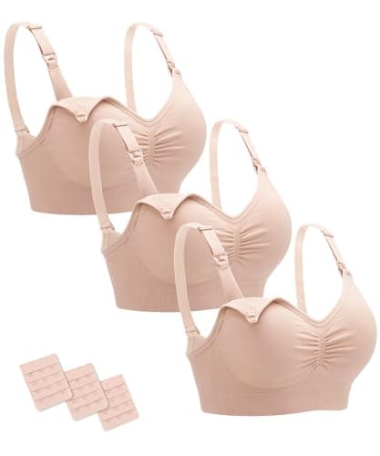 Stelle Nursing Bras Maternity Bra for Breastfeeding Pregnancy Wireless Bralette with Pads, Extenders (3 Almond,XL) - Image 1