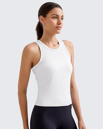 G4Free Workout Tanks for Women Sleeveless Running Athletic Tank Tops Ribbed Racerback Slim Gym Yoga Summer Casual (White,XL) - Thumbnail 4