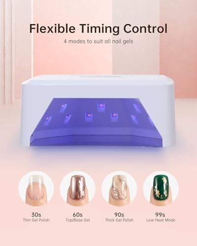 UV Nail Lamp CHRISTINE SHELLY, Rechargeable LED Nail Light Professional Nail Dryer with 4 Timer Setting, Touch Control & Auto Sensor Curing lamp, White Women - Thumbnail 3