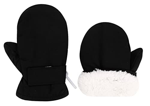 Urban Virgin Baby Gloves Mittens Toddler Kids Winter Mittens Lined Fleece Warm Waterproof Ski Snow Gloves For Boys Girls Black 2-4 T - Image 1