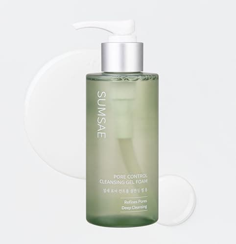 SUMSAE Pore Control Gel to Foam Cleanser, Deep Pore Cleansing Face Wash, Non Drying Lightweight, Soft Foam for Smooth Clear Skin, Korean Facial Cleanser with Green Tea & Niacinamide, 155ml/5.24 fl oz - Image 1
