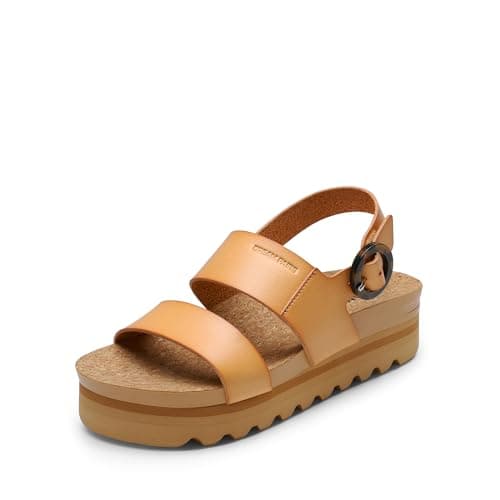 DREAM PAIRS Women's Orthopedic Arch Support Platform Sandals Comfortable Cork Insole Low Wedges Sandals Flatform Summer Dress Shoes Cute Buckle Wedges for Beach,Size 8,Natural,DWUMWS2501 - Image 1
