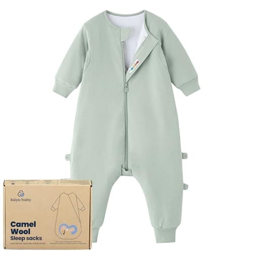 kaiya baby Unisex Toddler Sleep Sack with Feet 1.0 Tog Split Legs Sleep Sack 3T-4T, Sleep Bag Walker, Gifts for Boys & Girls, Pea Green - Image 1