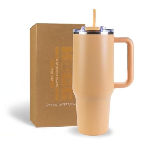 Hogg Big Swig 40 oz Tumbler with Handle and Straw - Peach Fizz, 40oz Insulated Stainless Steel, Water Tumbler with Straw, Water Cup with Handle, Versatile Leak Proof Lid
