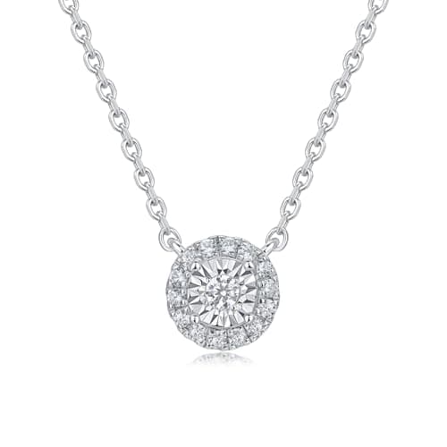 Sytaehi Sterling Silver Round Cut Lab Grown Diamond Halo Pendant Necklace, Chain Included，Chain Included,ideal gift for anniversaries, birthdays, or any milestone celebration