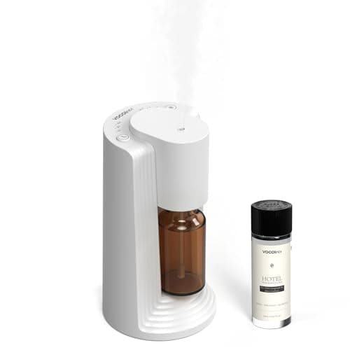 VOCOlinc Waterless Diffuser Starter Kit with 20mL Hotel Fragrance Oil, Battery Operated Diffusers, 4 Timers ＆ 3 Mist Levels, Mini Scent Air Machine for Home, Room, Car, Office (White) - Image 1