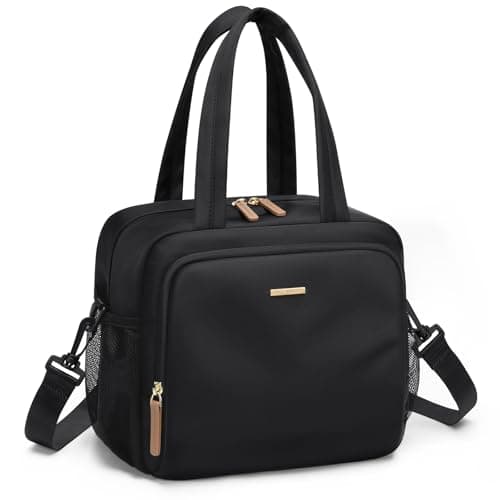 GOLF QUALITY Insulated Lunch Bags for Women,Lightweight Puffy Padded Waterproof Lunch Tote,Reusable Lunch Cooler Bag for Work Picnic Travel,Black - Image 1