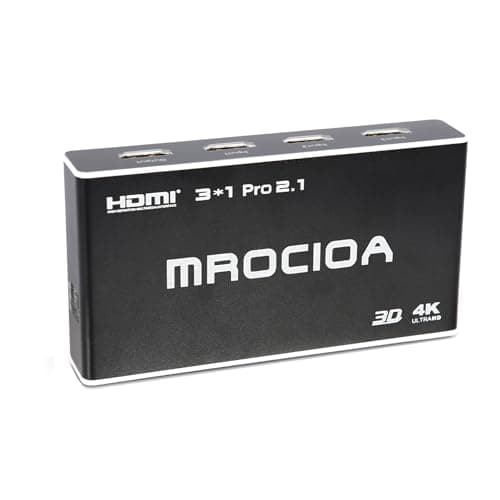 HDMI 2.1 Switch 3 in 1 Out with Remote, 4K 120Hz HDMI Switch, Support ARC/eARC, HDCP2.3, HDR10, ALLM/VRR, CEC, Dolby Audio, Compatible with PS5/PS4, Xbox Series X, Roku, Apple TV, Fire TV