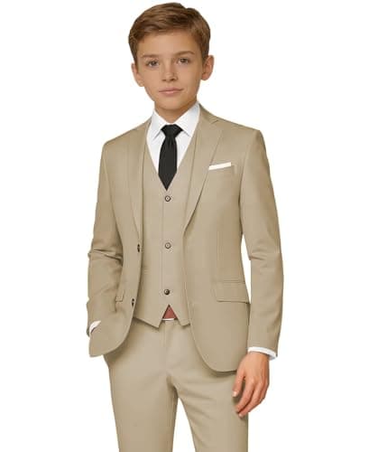 Teenage Boys Suit Set Kids Formal Dresswear Prom Tuxedo Children's Slim Fit Suits First Communion Graduation Easter Outfit Champagne Size 10 - Image 1