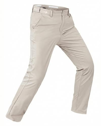 Rapoo Golf Pants Men Clasic Casual Work Stretch Elastic Waist Relaxed Slim Fit Mens Dress Pants 32" Quick Dry Lightweight Waterproof Slacks Business Trousers Offwhite,38Wx32L - Image 1