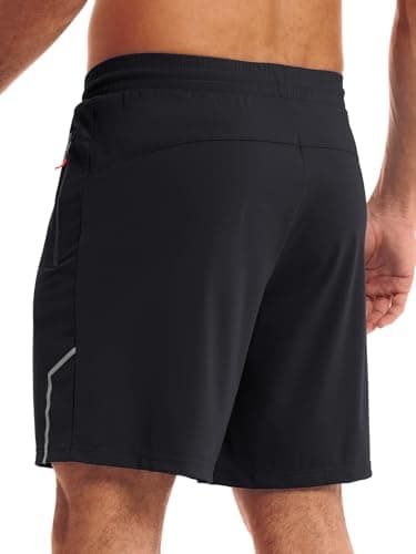 3rd hill Men's 7 inch Running Shorts with Zipper Pockets Quick Dry Athletic Gym Workout Shorts Lightweight Black M - Thumbnail 2