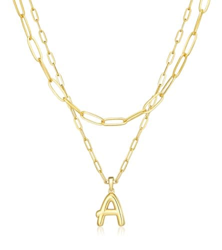adoyi Gold Heart Initial Necklaces for Women Hers Dainty 14K Gold Plated Heart Layered Letter A Pendant Necklace Stack Jewelry Birthday Valentines Gifts for Women Mom and Wife - Image 1