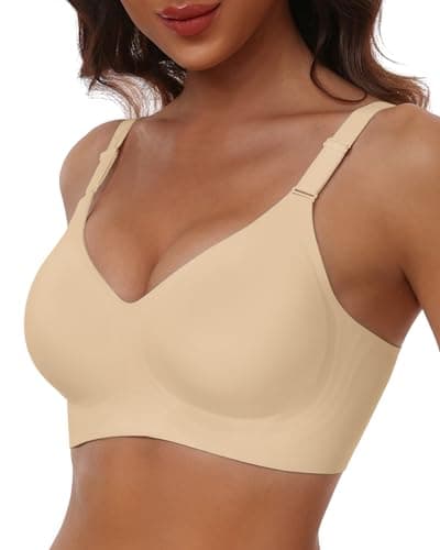 HORISUN Wireless Bras for Women with Support Seamless Bra Back Smoothing Push Up Bras(Semolina L) - Image 1