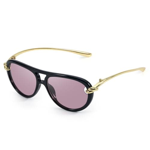 DreamCalf Oversized Aviator Sunglasses for Women with Gold Temples Trendy Large Big Double Bridge 2026 Designer Ladies Shades - Image 1