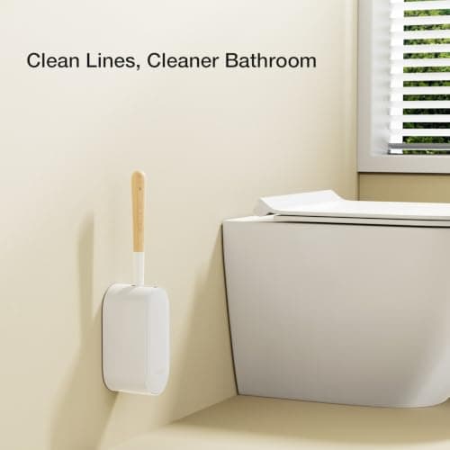 Toilet Cleaner Brush, Diveotree Toilet Brush and Holder for Dead Corner Cleaning, Wall Mounted Toilet Bowl Brush for Bathroom Decor, Toilet Scrubber Brush for Home/Hotel (White, Round-1pack) - Thumbnail 6