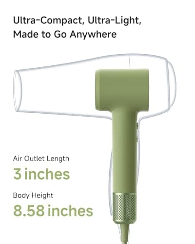 Laifen MINI Hair Dryer, Lightweight and Compact High Speed 200M Ionic Blow Dryer with 110, 000 RPM Powerful Motor for Fast Drying, Low Noise, Hairdryer with Magnetic Nozzle, Child Mode, HD310 - Thumbnail 2