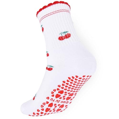 SZOXEVED Pilates Socks for Women with Non-Slip Grip - Cute Ruffle Yoga & Barre Crew Socks - Image 1