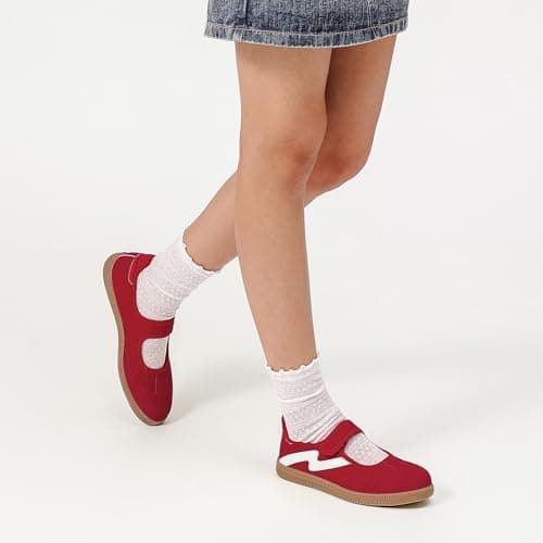 Foiola Womens Sneakers Casual Lightweight Tennis Shoes Slip on Footwear Women's Fashion Retro Sneakers for Dress Jeans Skirts Red - Thumbnail 5