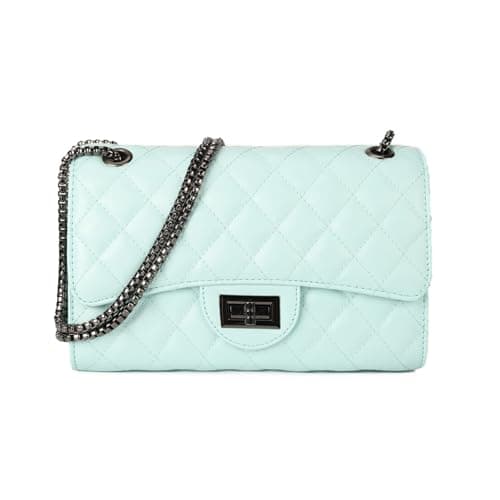 Gladdon Quilted Crossbody Purse for Women Trendy Ladies Shoulder Bag with Chain Designer Purses Light Blue I - Image 1