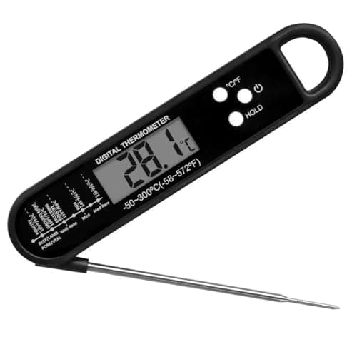 HFLYJPYW Meat Thermometer Digital for Grilling and Cooking - Waterproof Ultra-Fast Instant Read Food thermometers with Backlight & Calibration for Kitchen, Deep Fry, BBQ, Grill LCD (Black) - Thumbnail 2