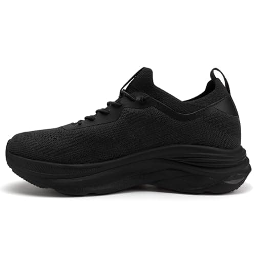 Athlefit Women's Slip On Walking Tennis Shoes Hands Free Non sllip Lightweight Breathable Gym Workout Athletic Sneakers, Black, Size 10, AD01954 - Thumbnail 3