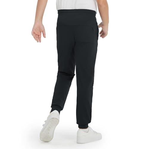 M MAELREG Boys Hiking Pants with Pockets Youth Dry Fit Casual Soft Kid Tapered Leg Sweatpants Uniform Pants for Boy Black - Thumbnail 4