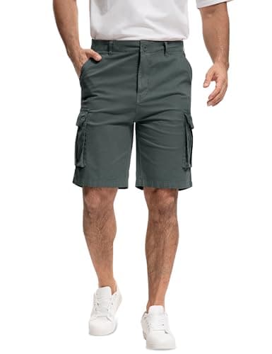 AOHIKE Classic Mens Cargo Shorts - Relaxed Fit Hiking Shorts 9" Inseam for Outdoor Casual Travel, Grey XL - Image 1