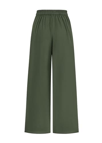 KIRUNDO Wide Leg Dress Pants for Women High Waisted Office Work Trousers Business Casual Slacks Button Flowy Palazzo Pant(Sage Green, XX-Large) - Thumbnail 4