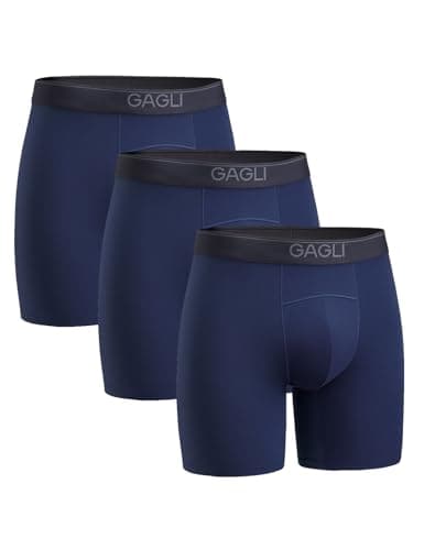 gagli Mens Underwear Boxer Briefs, Breathable Modal Boxer Briefs for Men with Moisture Wicking, Soft Elastic Waistband 5" (US, Alpha, Large, Regular, Regular, Navy Blue) - Image 1