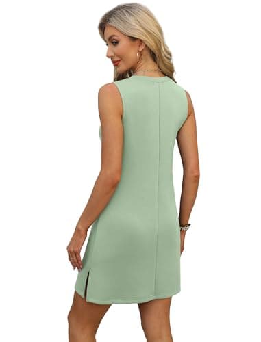 BKRIVE V-Neck Summer Casual Beach Dress for Women 2025 Vacation Women's Sleeveless Sundress with Split Sage - Thumbnail 5