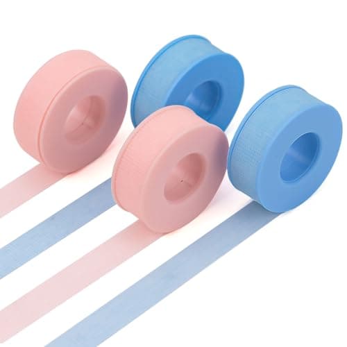 4 Rolls Lash Extension Tape - Micropore Silicone Tape for Eyelash Extensions, Sensitive, Breathable, Waterproof Gel Tape in Blue and Pink - Image 1