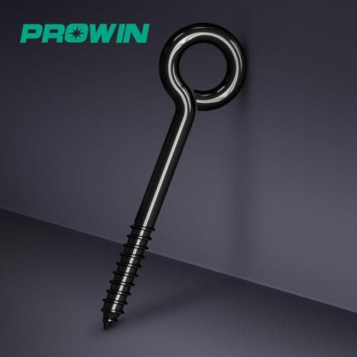 Prowin Heavy Duty Black Screw Eye Hooks, 4PCS M10 5.59 Inch Self Tapping Eyelet Bolts, Strong Eye Screws for Wood, Cables & Wire Securing, Indoor & Outdoor Heavy Duty Use - Thumbnail 3