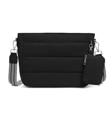 Gitus Gifts for Women Puffer Hobo Crossbody Bag Quilted Cross Body Purses Trendy Handbags with Coin Wallet Birthday Gifts for Mom Wife (Black) - Image 1