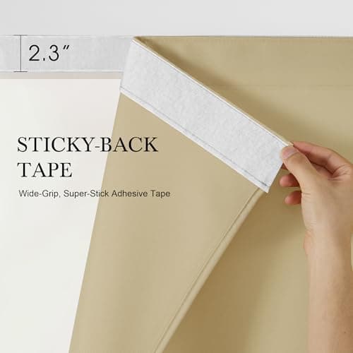 NICETOWN Canvas Outdoor Curtains for Gazebo 2 Panels, Buff, W52 x L84 per Panel - Waterproof & Windproof Sun Shades with Peel/Stick Top & Back Tab Bottom, Free Rope and 2 Tiebacks Included - Thumbnail 2