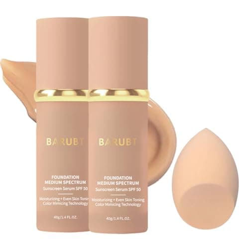 BARUBT 4 in 1 Color Changing Foundation with SPF 50 - Moisturizing Medium-Full Coverage Concealer, Medium Spectrum Foundation Cream, Long-Lasting Lightweight Makeup Liquid, Natural Look Cosmetics - Image 1