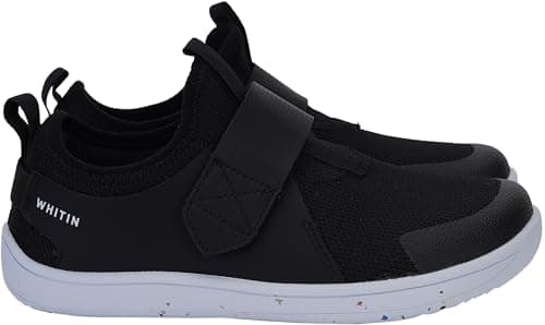 WHITIN Kids Barefoot Shoes for Boys/Girls Pull-On Sneakers Minimalist Wide Toe Box Running Zero Drop Size 10.5 Little Walking Athletic Sport Flex Fashion Tennis Black Multi 28 - Thumbnail 4