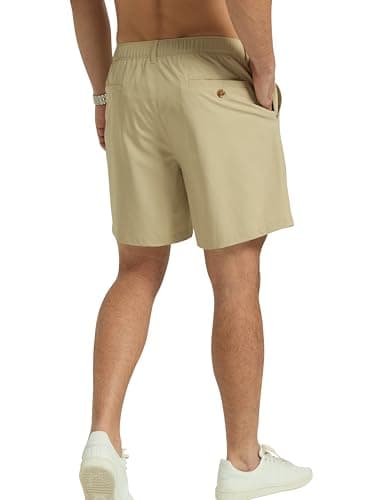 Arcweg Mens Casual Shorts 6 inch Inseam Stretch Golf Shorts Water Friendly Active Hybrid Shorts Regular Fit Khaki - Thumbnail 4