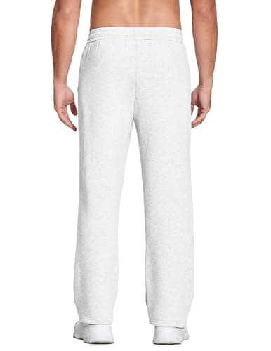 Deyeek Mens Sweat Pants with Pockets Open Leg Jogger Sweatpants Baggy Sweat Pants for Mens Adult Sweatpants Men White - Thumbnail 2