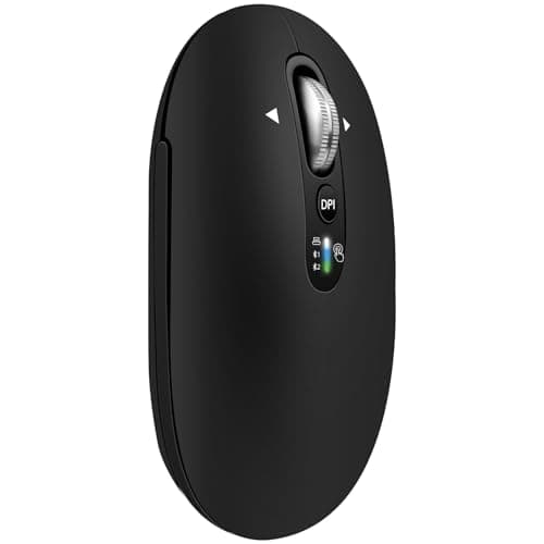 Wireless Bluetooth Mouse,USB+BT×2,Slim Pebble Multi Device Small Travel Mice,Metal 4 Way Super Scrolling,± 3000 DPI,8 Buttons,Quiet,Portable,Long Battery for Laptop,Computer,Tablet,Mac,iPad,PC,Phone
