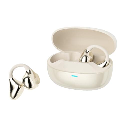 TANALAZ Open Ear Earbuds I5, Bluetooth 6.0 Headphones for Gym & Running, IPX5 Sweatproof, 36H Playtime, Secure Clip-On Fit for Work & Sports (5-Milky White) - Image 1