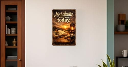 Vintage Tin Sign - Next Chapter Starts with Today – Inspirational Metal Art Poster for Home, Office, Gym, Workshop – Motivational Quote for New Beginnings & Personal Growth – 8x12 Inch - Thumbnail 4